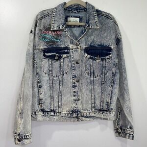 Women's Ashley Vintage Charm Cropped Acid Wash Denim Jean Jacket Size XL EUC